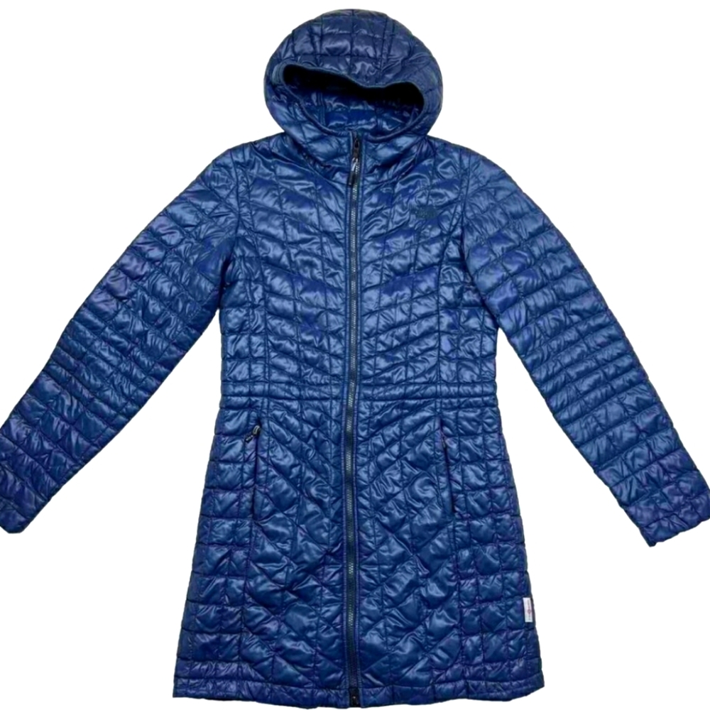 The North Face ThermoBall Eco Parka Navy Blue Hooded Jacket Women XS